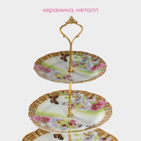 Ceramic 3-tier shade “Garden Courtyard”, D = 15/17.8/22.8 cm ㅤ-1