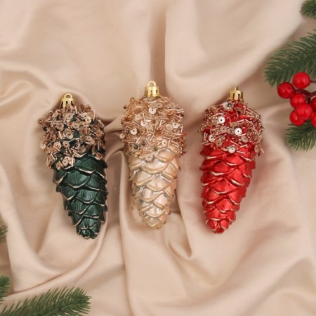 Decoration Christmas tree "cone Cole" (set 3 pcs) 12x4 cm, mix