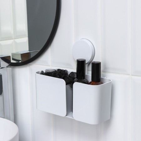 Holder for bathrooms on Velcro of Dolyan, 21 × 19 × 9 cm, white color-1