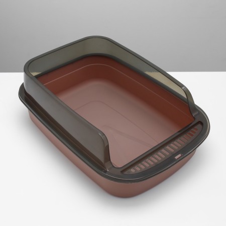 Toilet with transparent sides with a scoop and filter, 50 x 34 x 18 cm, brown-3