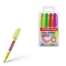 A set of markers of textbooks of 4 neon colors, Erichkrause Visioline V-11 Mini, 0.6-5.0 mm, water-based ink