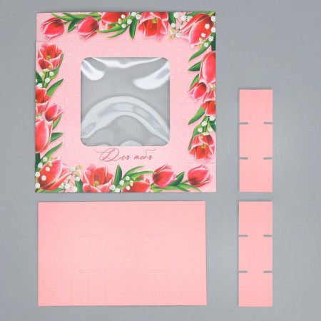 Box for sweets, confectionery packaging, 9 cells, “tulips”, 14.7 x 14.7 x 3.5 cm-4