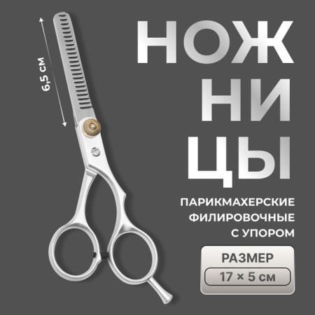 Filtering scissors with emphasis, blade - 6.5 cm, silver color
