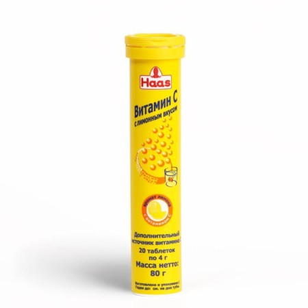 Vitamin C HaaS with lemon flavor, 20 sparkling tablets of 4 g