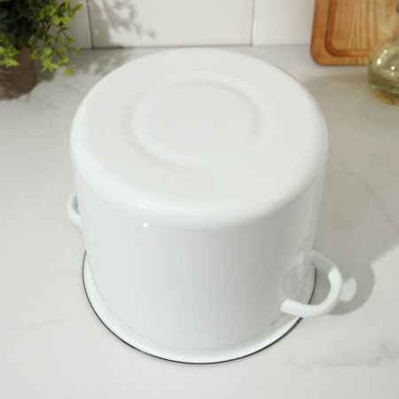 Pan without a decolle, 5.5 l, induction, metal cover, white color-3
