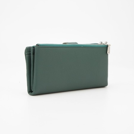 Women's wallet on magnet, green color-1