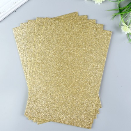 Foamiran glitter Magic 4 Hobby 2 mm cent. light gold, 20x30 cm-1