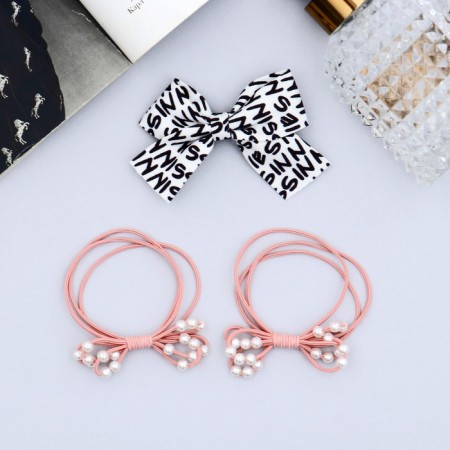 Hair set "Esther" (2 elastic bands, 1 clamp 4 cm) letters beads, mix-1