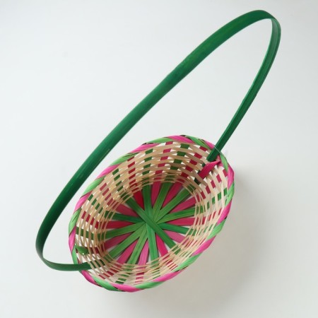Wicker basket, d25 x 18 x 10/45 cm, white, bamboo-2