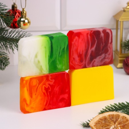New Year. A set of soap 4 pcs "An apple with cinnamon, fructas, honey mood, blueberry jam"-1