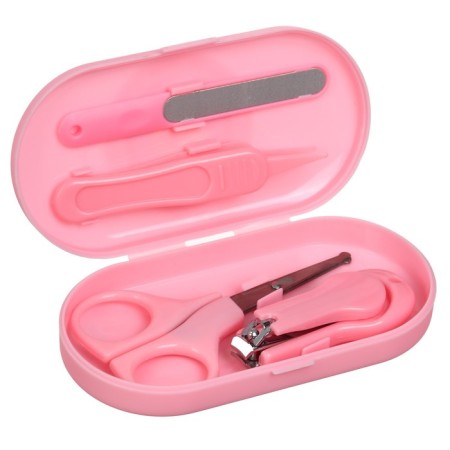 Children's manicure set (scissors, kniper, saw, tweezers), pink color-1