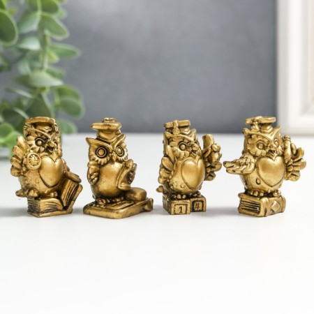 Souvenir Polystone for bronze "Scientific owls" set of 4 pcs 3.8x1.5x3 cm-1