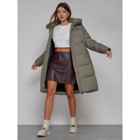 Coat insulated winter female, size 42, khaki color-12