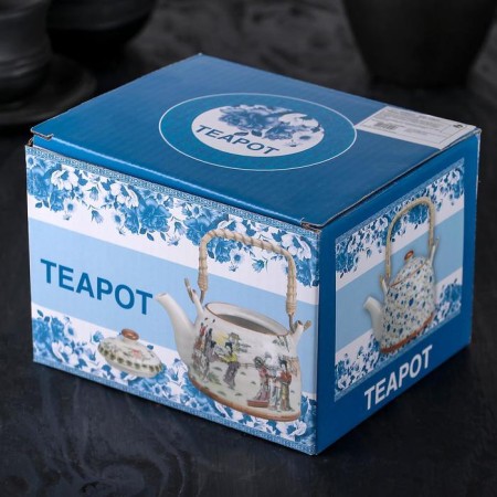 Keramic collar teapot with metal sieve "Park", 600 ml-6