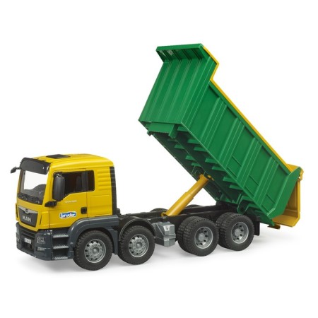 Bruder Mercedes dump truck, green color with yellow-3
