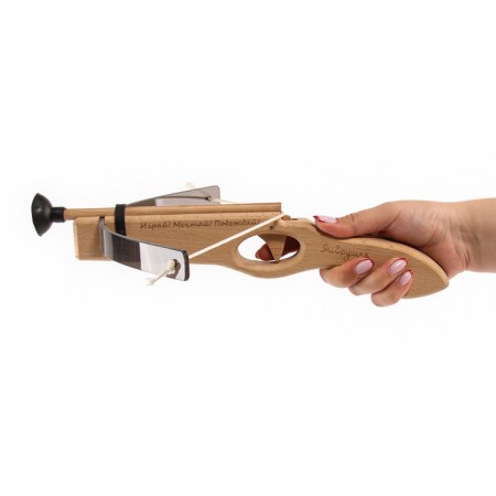 Crossbow with a mini handle with a plastic arc, 29 cm, from a beech-9