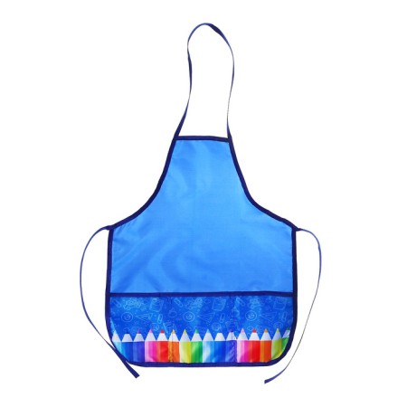 Apron for labor + sleevens, 550 x 440/250 x 160 mm, size M (height 122-158), calligrata "pencils", blue-1