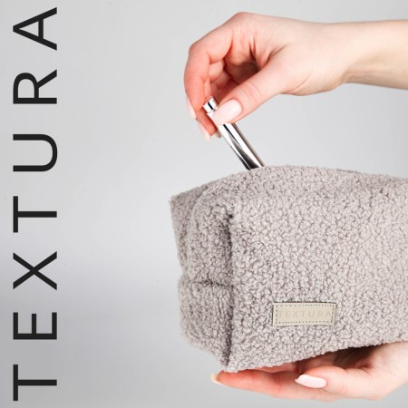 Women's road cosmetic bag with a Textura lining, gray color