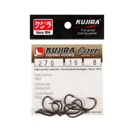 Carp hooks Kujira Carp 270, BN color, No. 16, 8 pcs.