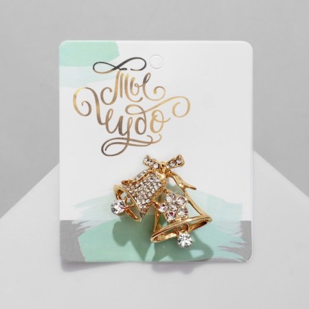 Brooch "Bells", white color in gold