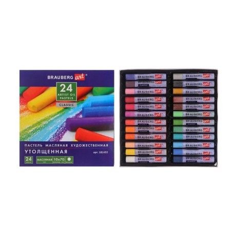 Oil pastel 24 colors, Brauberg Art Classic, thickened