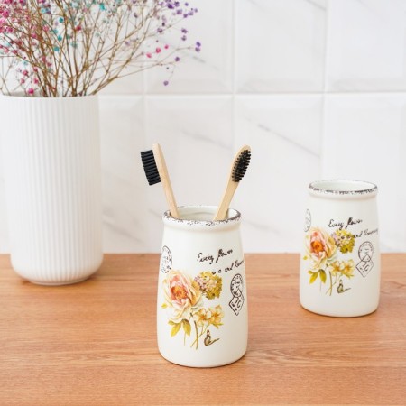 A set of accessories for the bathroom "Rose", 4 items (400 ml dispenser, soap dish, 2 glasses), white color-5