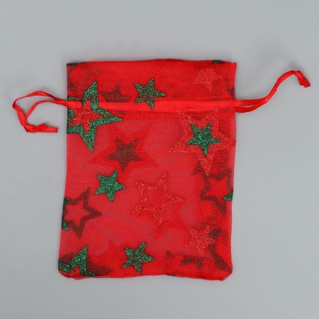 Bag gift organza "Stars", 10 x 12 cm +/- 1.5 cm, New Year-5
