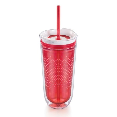 A glass with double walls Travel, red