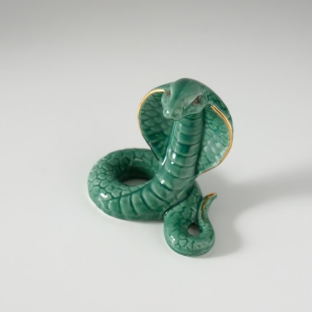 Souvenir ceramics "Dark green cobra" with gold 4.7x8x7.5 cm-4