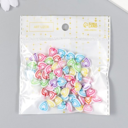 Beads for creativity plastic "Triple heart" Multi -colored set 20 g 0.7x1.1x1.1 cm-4