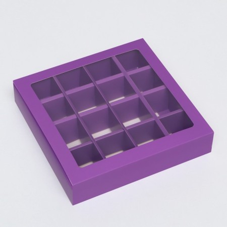 Box for sweets, 16 pcs, lilac, 17.7 x 17.7 x 3.8 cm-1