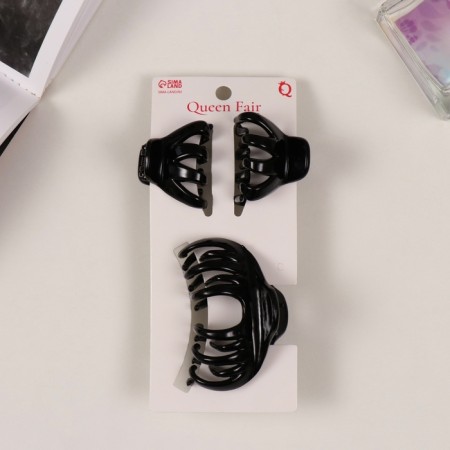 Hair crab "Florian" (set of 3 pcs) volume, 6.5 and 3.5 cm, black