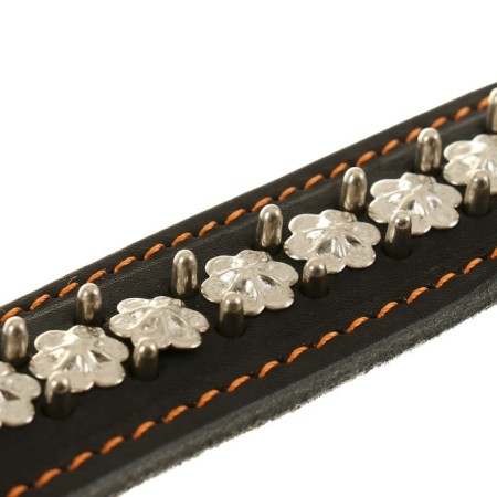 Leather collar on synthetic winterizer "Hedgehog", 69 x 3.6 cm, Osh 45-60 cm, black-4