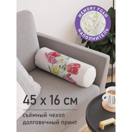 Pillow Roller "Spring bouquet, decorative, size 16x45 cm