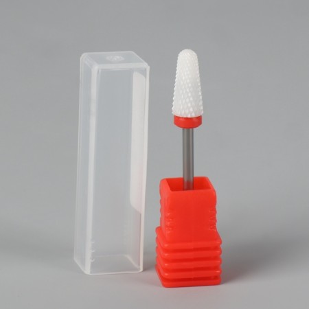 Ceramic milling cutter for the “cone” manicure, small cut, 6 × 13 mm, in a plastic case, white color-5