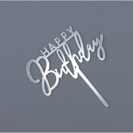 Topper "Happy Birthday", white gloss, give beautifully-2