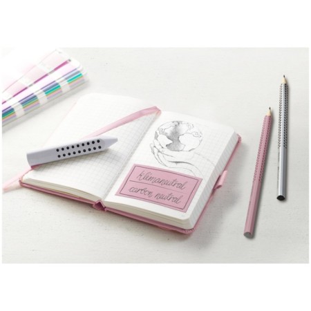 Pencil black-grane Faber-Castell Grip 2001 B Professional, three-sided case, massage checkers, smoky-pink-1