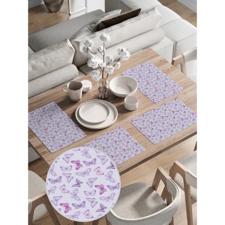 A set of napkins for setting the table "Summer butterflies", rectangular, rounded edges, size 30x46 cm, 4 pcs-1