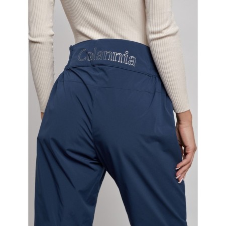 Warmed female trousers, size 50, dark blue color-10