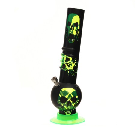 Bong, H-32 cm, "skulls", acrylic, green-1