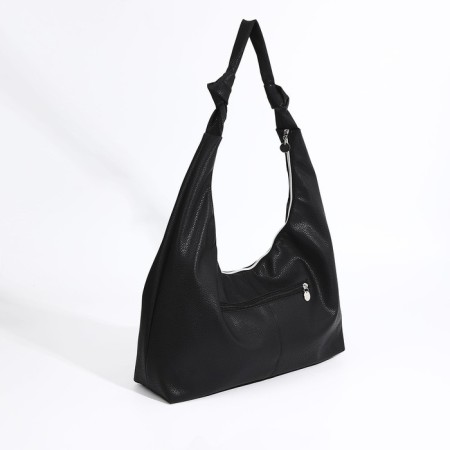 Shopper bag, outer pocket, black color-1