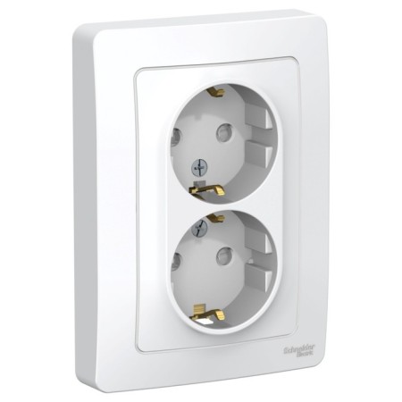 Double SE BLANCA, 16 A, 250V, built -in, with salary, curtains, IP20, white, Blnrs001121