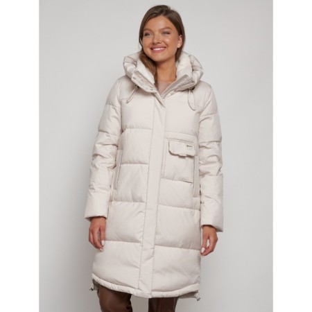 Coat insulated winter female, size 50, beige color-3