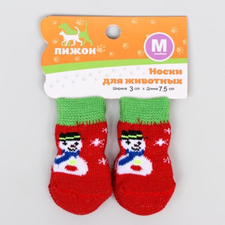 Nosks non -slip "snowmen", m (3/4 * 7 cm), set 4 pcs, red-1