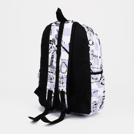 A backpack with a zipper, 3 outer pockets, lilac/white color-1