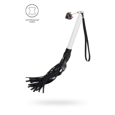 Pecado BDSM label, white handle, black whips, genuine leather