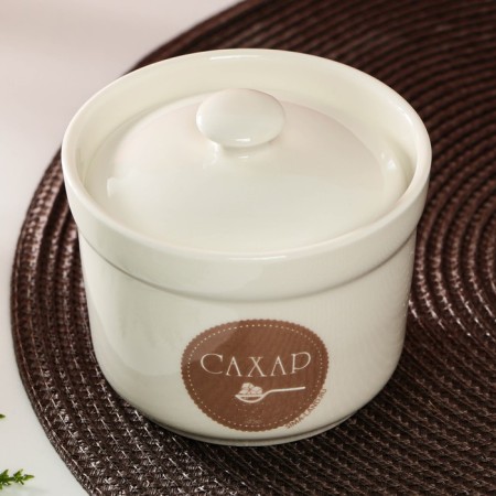 Ceramic sugar sugar "Sugar", 250 ml, white color-1