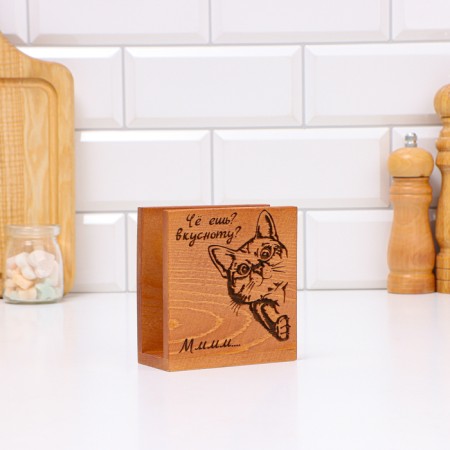 Napkin "cat", 10 x 5 x 11cm, wood, oak-2