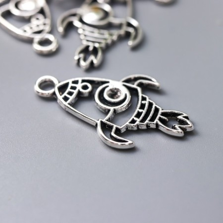 Decor for creativity Metal "Rocket" silver 2.7x1.6 cm-1