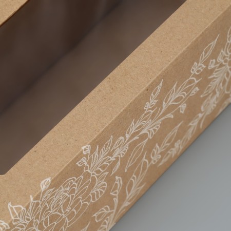 Gift Folding Box with PVC, packaging, "Flowers", 16 x 35 x 12 cm-4